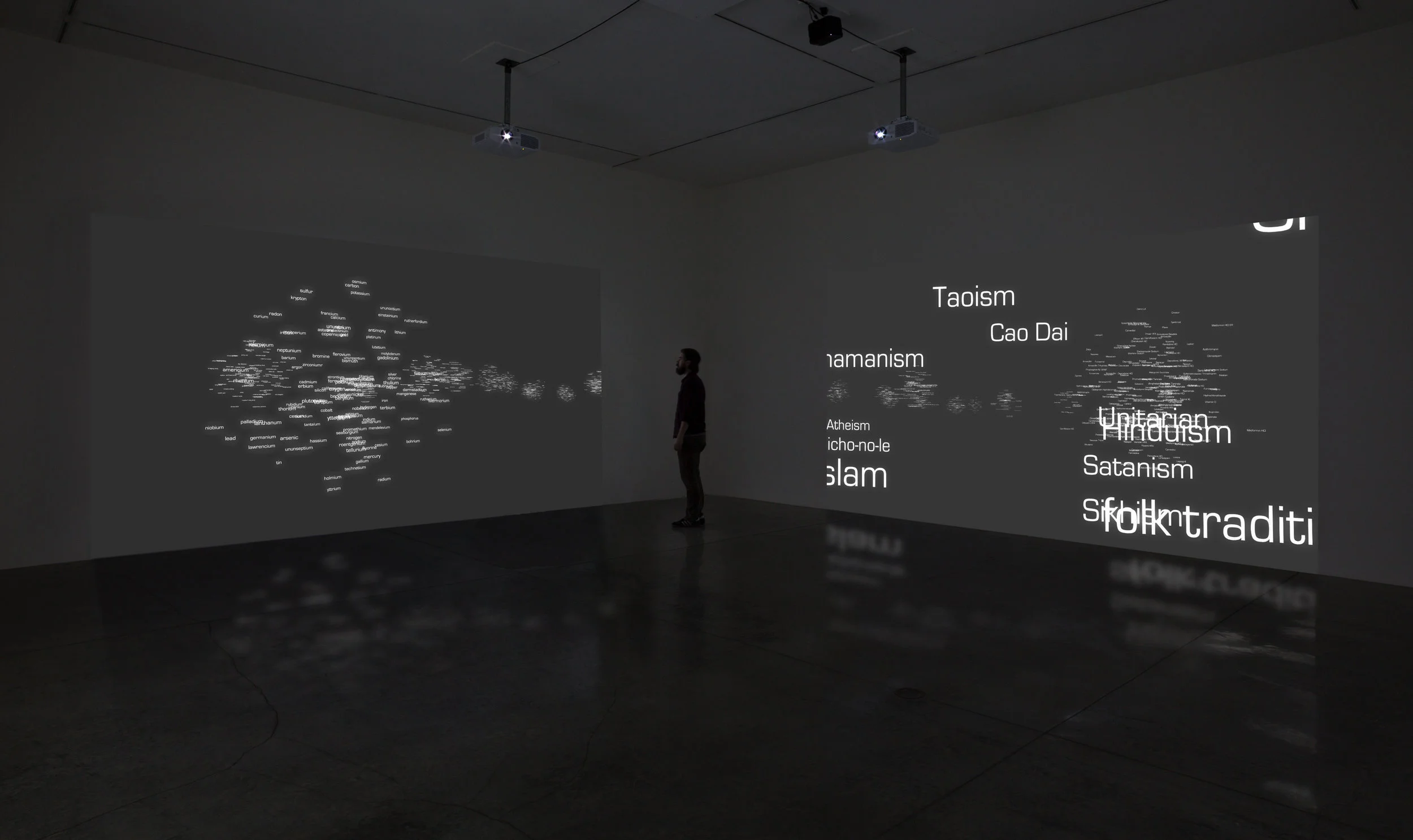 Grant Stevens, Supermassive , 2013, synchronized four-channel video with sound, 11 min 19 sec, installation view
