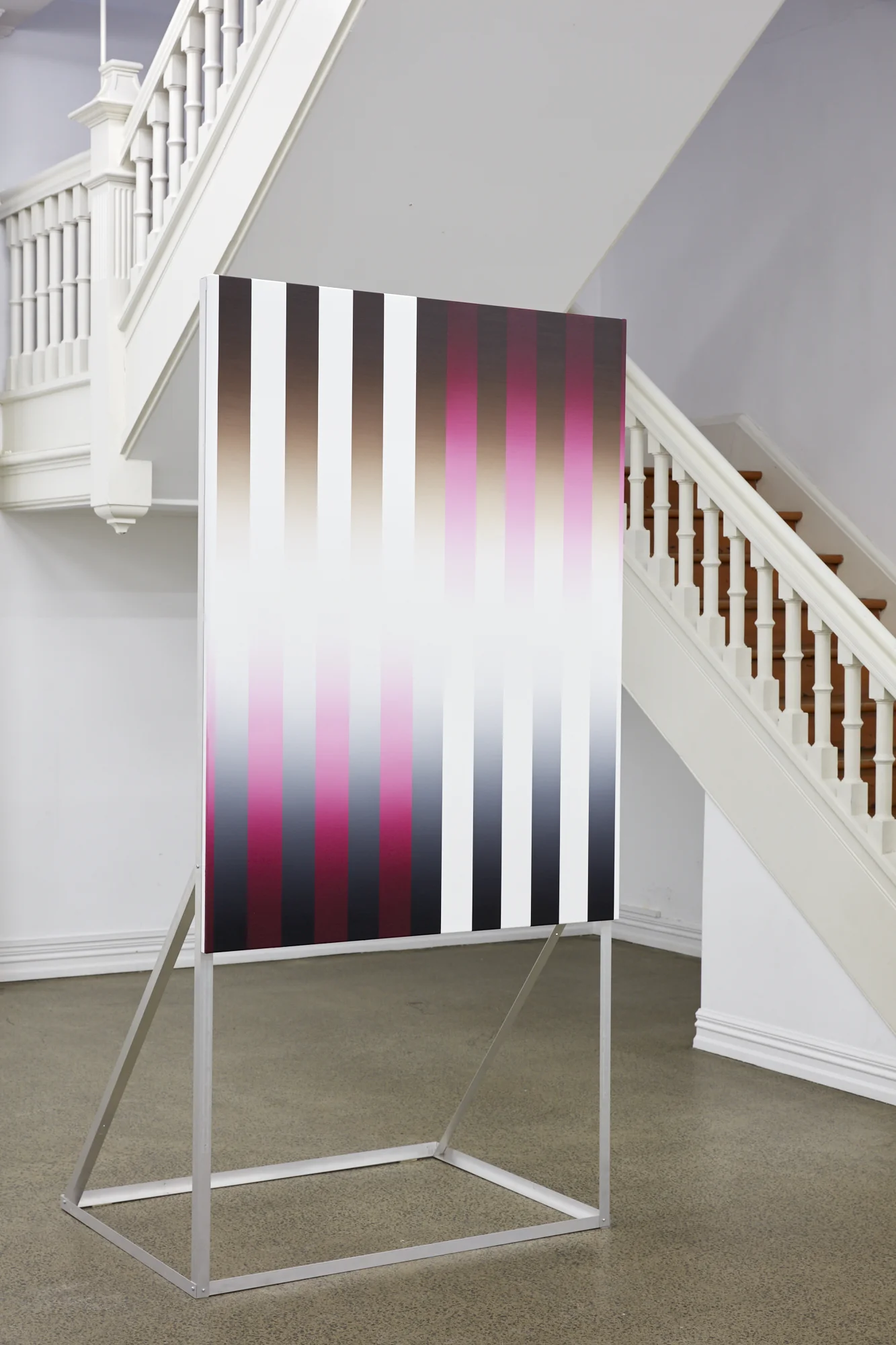 Martin Basher, Untitled, 2019, oil on canvas abd aluminium stand, 1450 x 1100 mm
