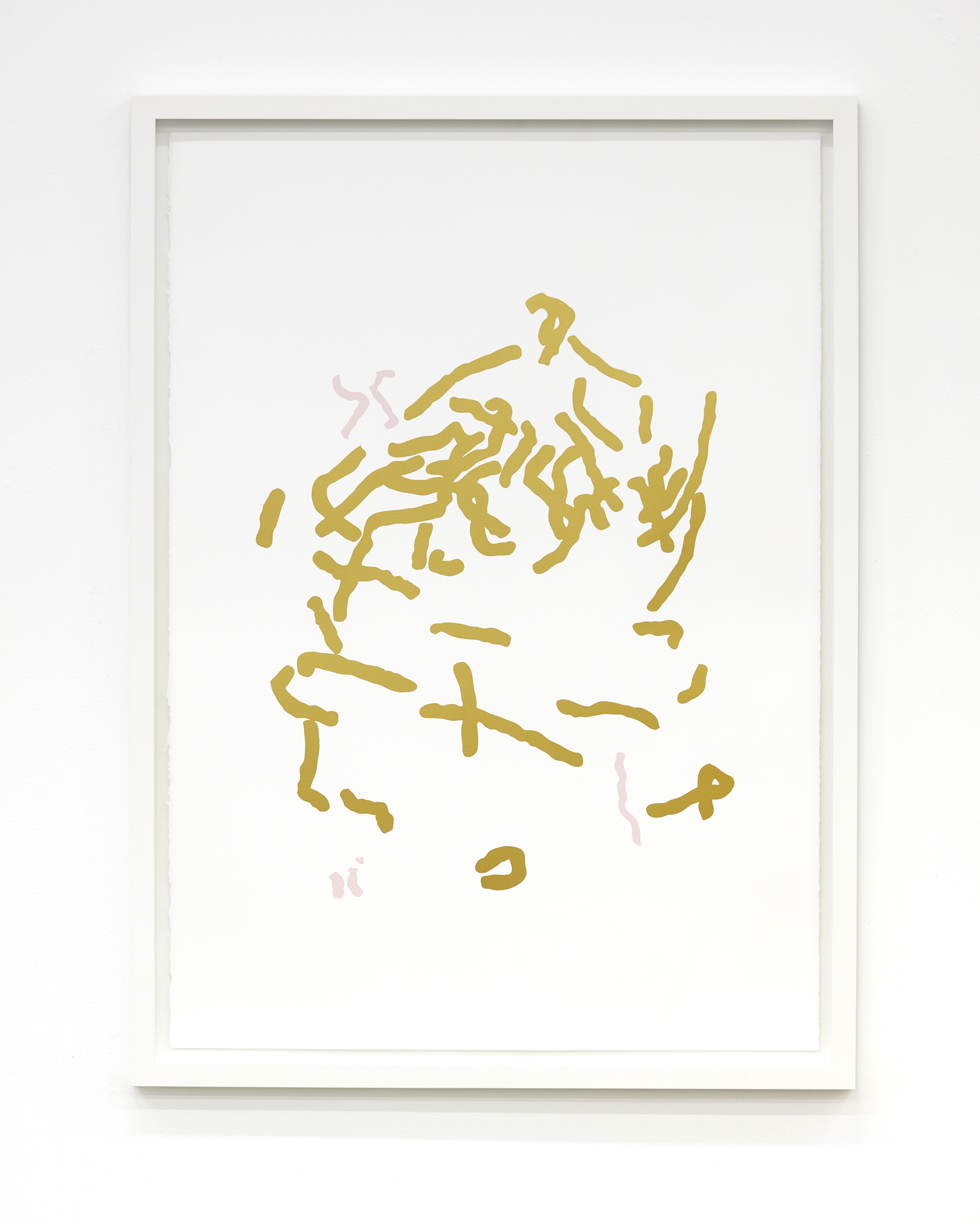 Alicia Frankovich, G-banding Microchimerism 46, XX + (II) , gold and pink adhesive vinyl on Fabriano disegno 5, 1000 x 700 mm (paper size), editon of 3 plus a/p.
