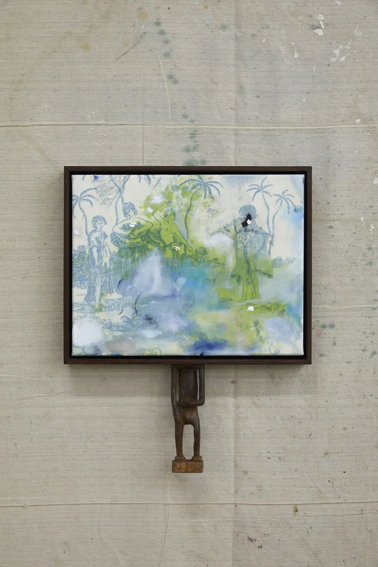 Laith McGregor, Untitled (Vision) , 2019, oil on canvas and found object, 385 x 310 mm
