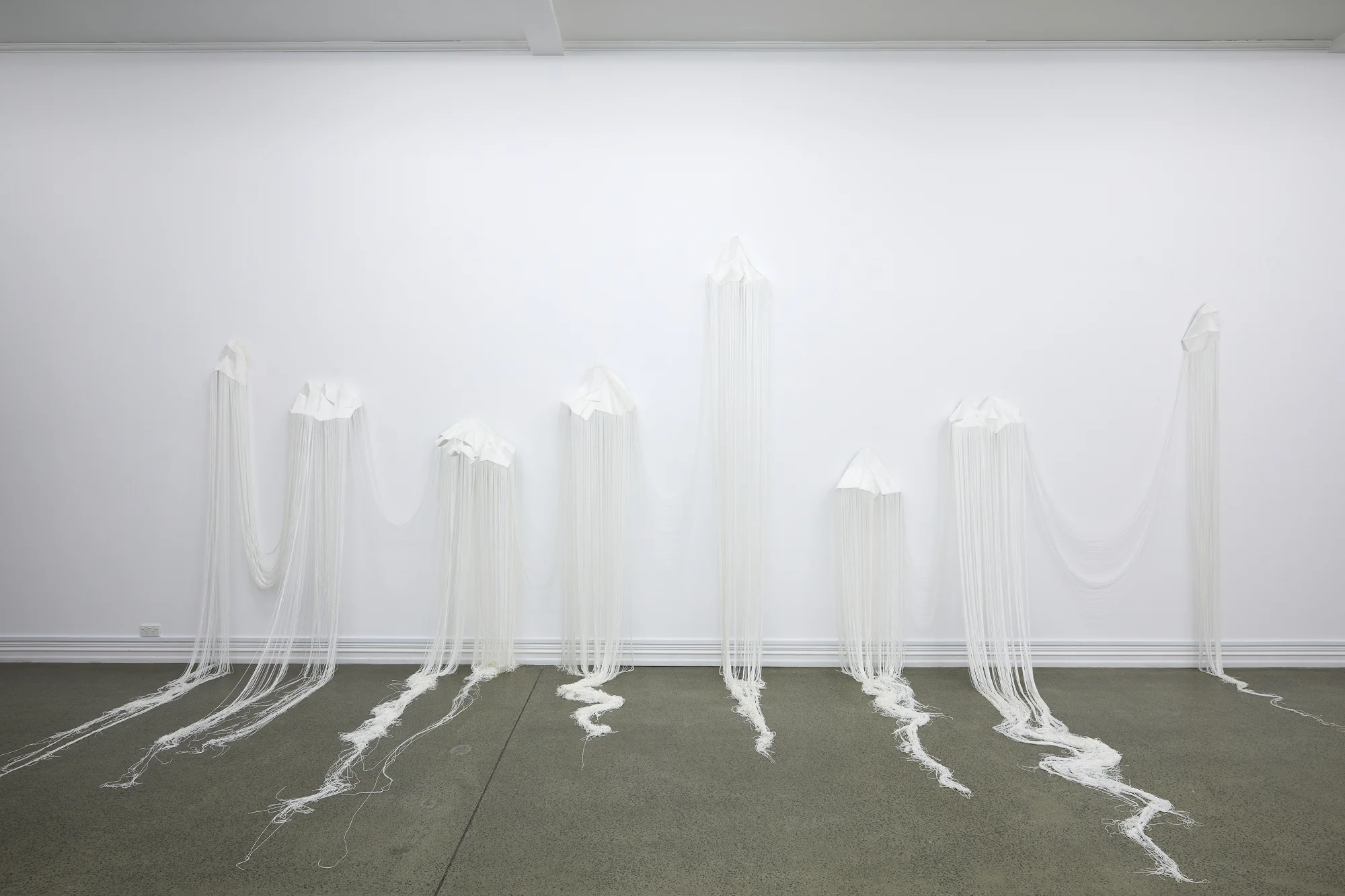 Yuk King Tan, Nine Mountains , 2019, string, cardboard, glue, dimensions variable