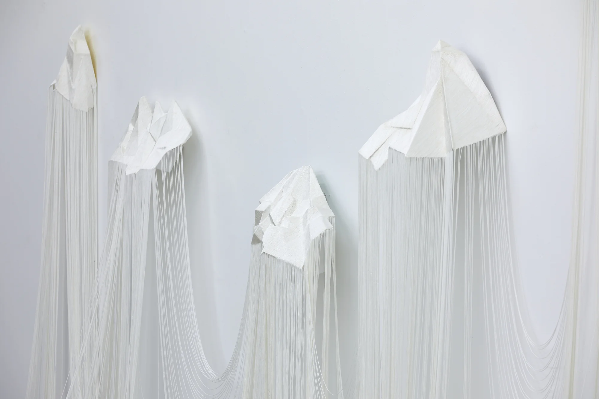 Yuk King Tan, Nine Mountains (detail), 2019, string, cardboard, glue, dimensions variable