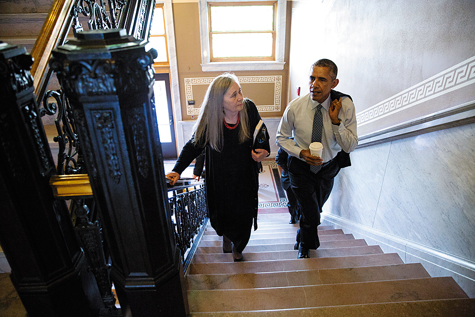 Marilynne Robinson with Barack Obama from the article linked below.