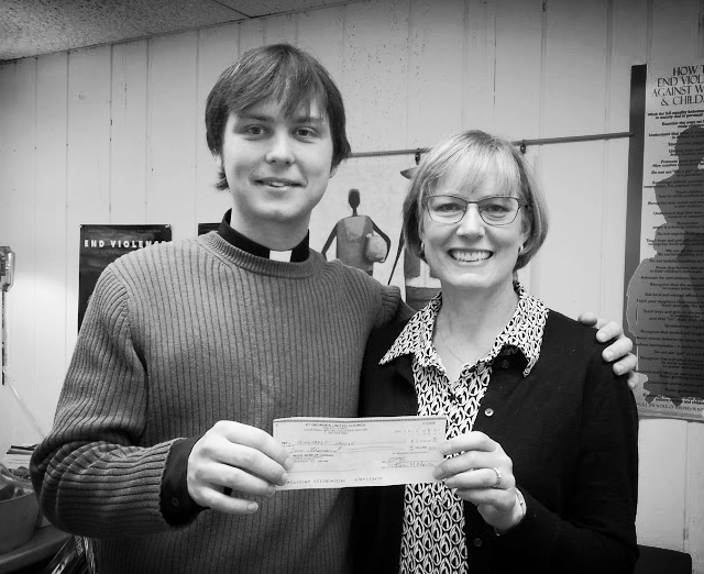 Rev. Ryan Slifka, Pastor of St. George's with Heather Ney, Director of the Comox Valley Transition Society