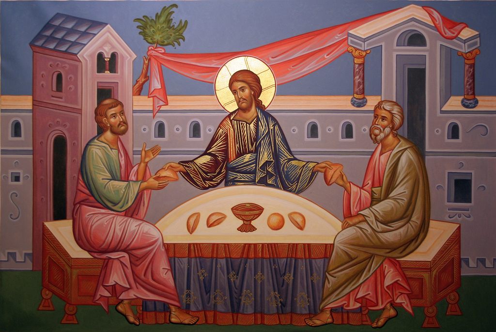 Jesus breaks break with his disciples at Emmaus, Gospel of Luke