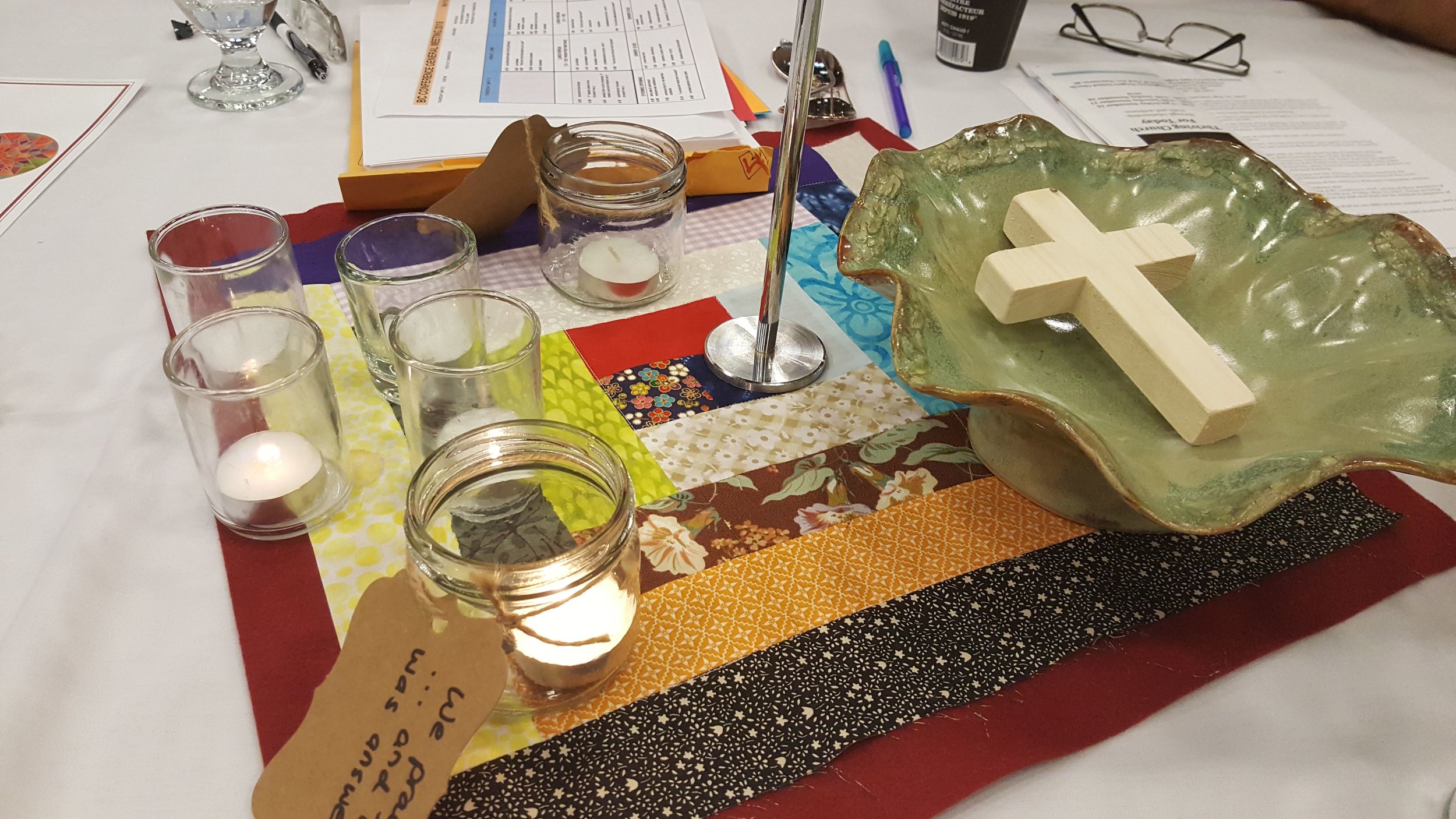 TGIF June 1, 2018 As I write this, I am sitting a round cloth covered table, decorated with beautiful symbols of the Christian faith, inside the Penticton Trade and Convention Centre. The Annual General Meeting of the BC Conference (BC area) of the United Church of Canada is underway, the meeting (May 31 – June 3) where we do the business of the church as well as worship, fellowship, and growing together in Scriptural reflection. The meeting culminates in a Sunday morning worship where candidates are ordained to Christ’s ministry in the Untied Church. What I am Trusting Today I am trusting the United Church of Canada. As I look around me at 400 or so faithful ministry personnel and lay people giving of their time in a chilly conference ballroom to ensure the continued good practices of the church, I cannot help but feel hopeful for the future. As we argue about discuss re-structuring, region-naming, proposals etc., I feel the hearts of these people all around me working together, trusting in and listening to the direction of the Holy Spirit to lead us into the unknown future trusting our Scriptural witness that tells us God is making all things new. What I am Grateful For Well friends, Sunday morning I will be ordained, and I am feeling so very, very full of gratitude. I began this journey in 2007 when I slipped up and let my friend Carmen know that I had felt God’s call (a secret I had been previously keeping quite well). Carmen promptly told another minister who encouraged me to ask my church for a discernment committee, a group who came around me in prayer and wondering to figure out just what God had in mind. After 18 months, to my surprise (and perhaps dismay!) we discerned that God’s call was to Ordained Ministry in the United Church of Canada. I began my Master’s program in 2010, and graduated in May of this year with my children, family, and many, many friends cheering me on. I am so thankful that the United Church recognizes my call and has supported me through my training and formation to join in this long and ancient lineage of servants of Christ’s church. What Inspires Me This morning our 400+ cohort was led in worship by the Children at Conference: the 30 (or so) 7 to 13-year olds gathered to grow in faith and understanding of the workings of the church. WOW. What a worship it was. Thoughtful, heartfelt, honest, Trinitarian, theologically grounded, fun, creative, vulnerable. I am inspired by the faithful (and too often unsung) leaders of our children in the church who spend their lives teaching and unpacking our ancient stories of faith, ensuring that they are rooted in the love of God known to us through Jesus, and build community in new and creative ways. I am made confident in the present reality (not future) of the church when I hear the prayers of these young Christians and I hope that you will join me in learning faith from children. How I am Practicing My Faith God is the #1 relationship in my life: it is not my spouse, it is not my children. And in order to live that priority, I need to spend time with God. All the time, every day. Prayer and meditation are key elements of my day-to-day life. Nobody likes a friend who only talks to them when the poop hits the fan, but we appreciate the friends who chat with us, share their highs and lows with us, and genuinely listen to what we have to say. I try to be best friends with God. AND I am forgetful and busy and distracted and lazy. Yesterday, at the retreat for new ordinands, my “prayer alarm” went off in the midst of my sharing in the talking circle. That’s right, I set alarms at intervals through the day to remind me to pray. Because I want it to be my highest priority, but I am not just naturally inclined to do that. So, because I need some help with discipline, I set these alarms, and bells ring out from my desk, from in my purse, from the bottom of the beach bag, on my night stand, and I stop what I am doing to connect with God. Sometimes its just a ‘Hi God, thanks.’ Sometimes I light a candle and read from one of many books of prayers stashed about my home, office, or car. Sometimes I am driving, sometimes on my knees, on the beach, folding laundry, walking the dog, sitting outside the church with the folks who come for lunch each day. But when I stop whatever I am doing to acknowledge the Creator of the Universe who so loved this creation that they had to thrown on skin and hang out for a while and lives and moves in each one of us, I am better and the world is better because in that instant I pause to notice the volumes of love that surround us, always.