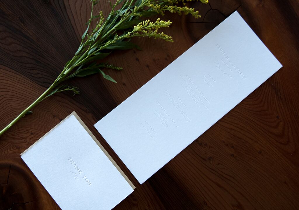 Letterpress Thank You Cards & Menus for Tending the Table ; Photo by Rick Henry