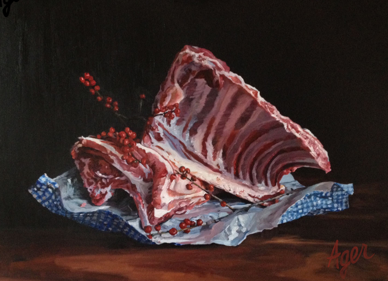 Kathy Ager from the ribs of babes olie op doek 80 × 60 cm 700,-
