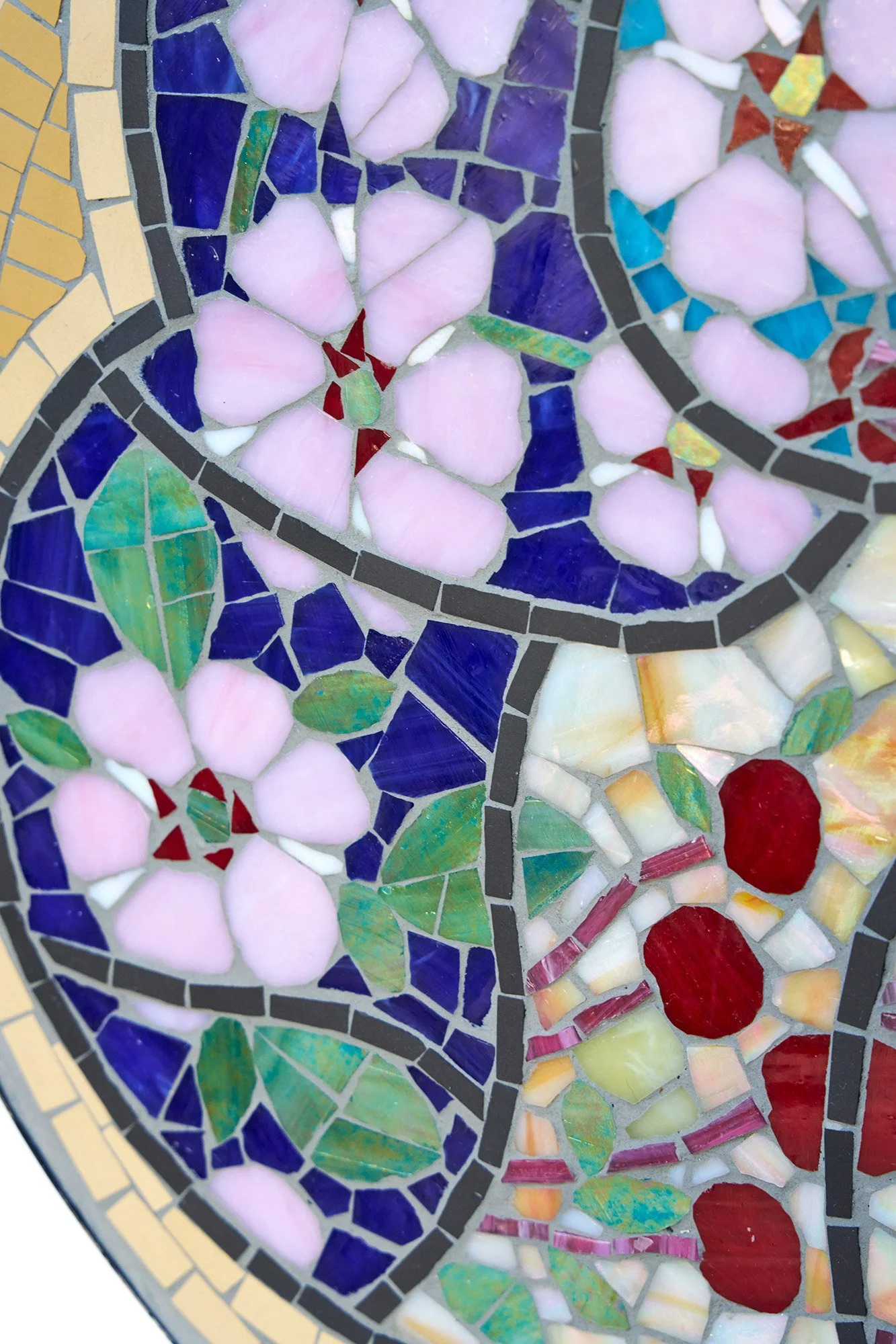 Close up photograph of mosaic artwork