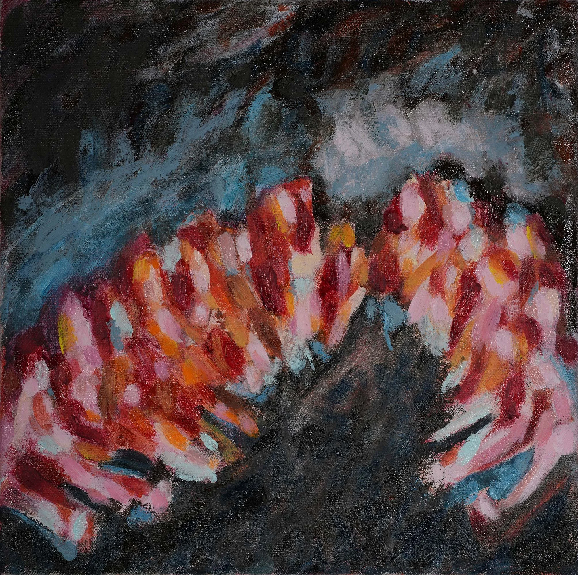 Small square oil painting on paper