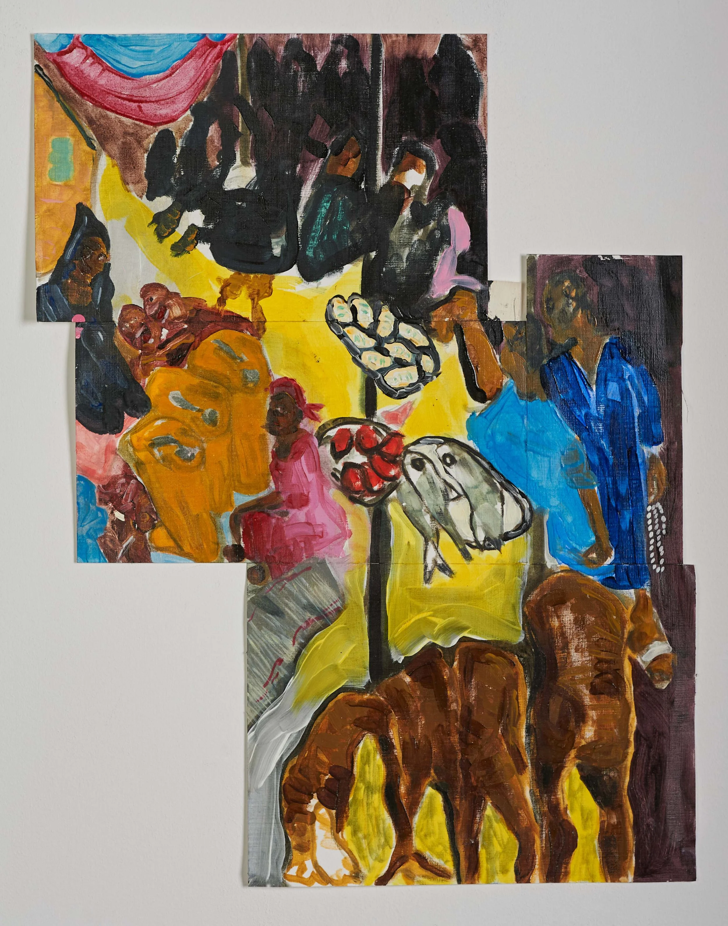 Montage painting on pieces of card.
