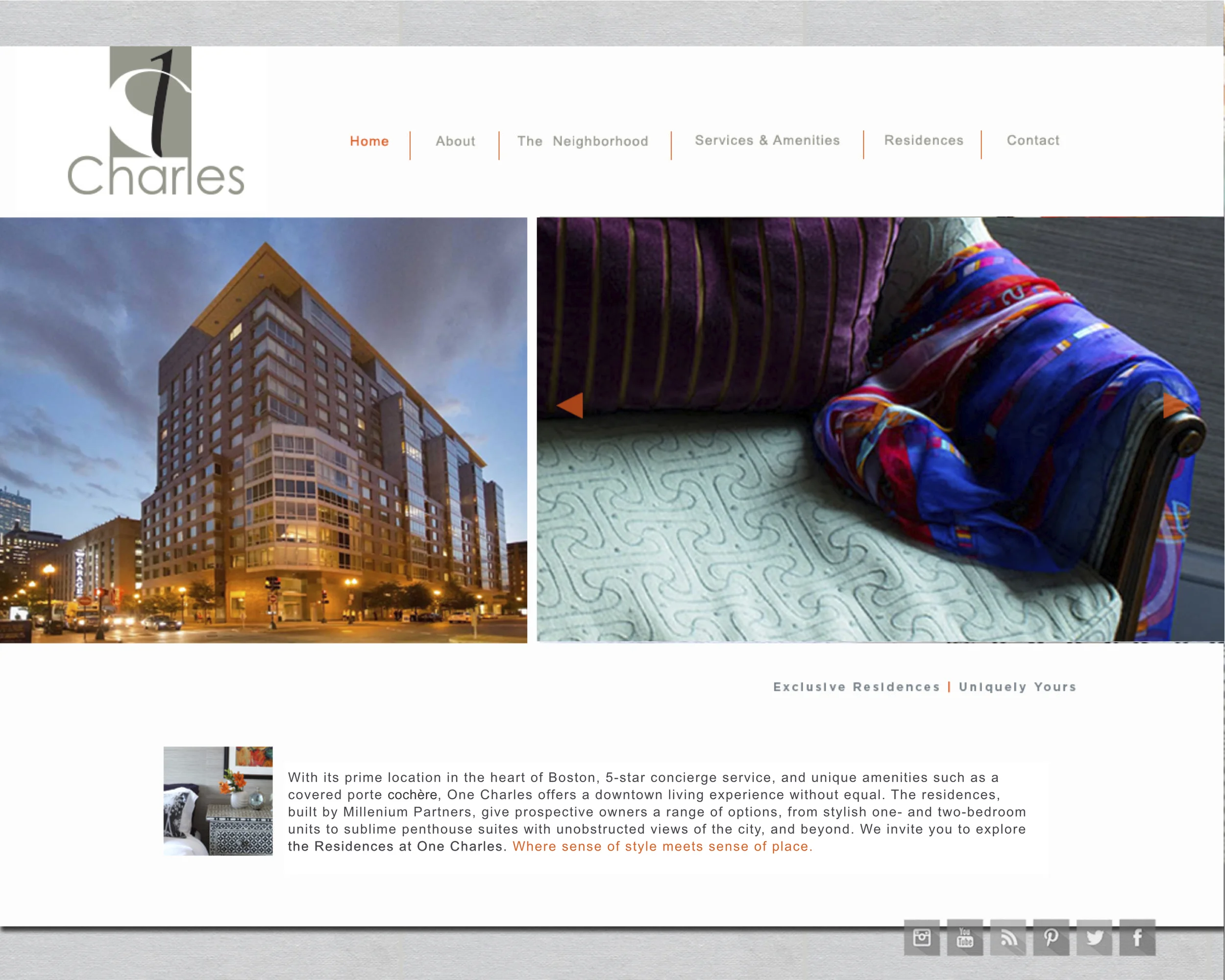 One Charles Home Page