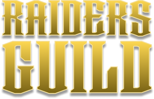 Image features the logo for 'Raiders Guild' with bold gold and black text.