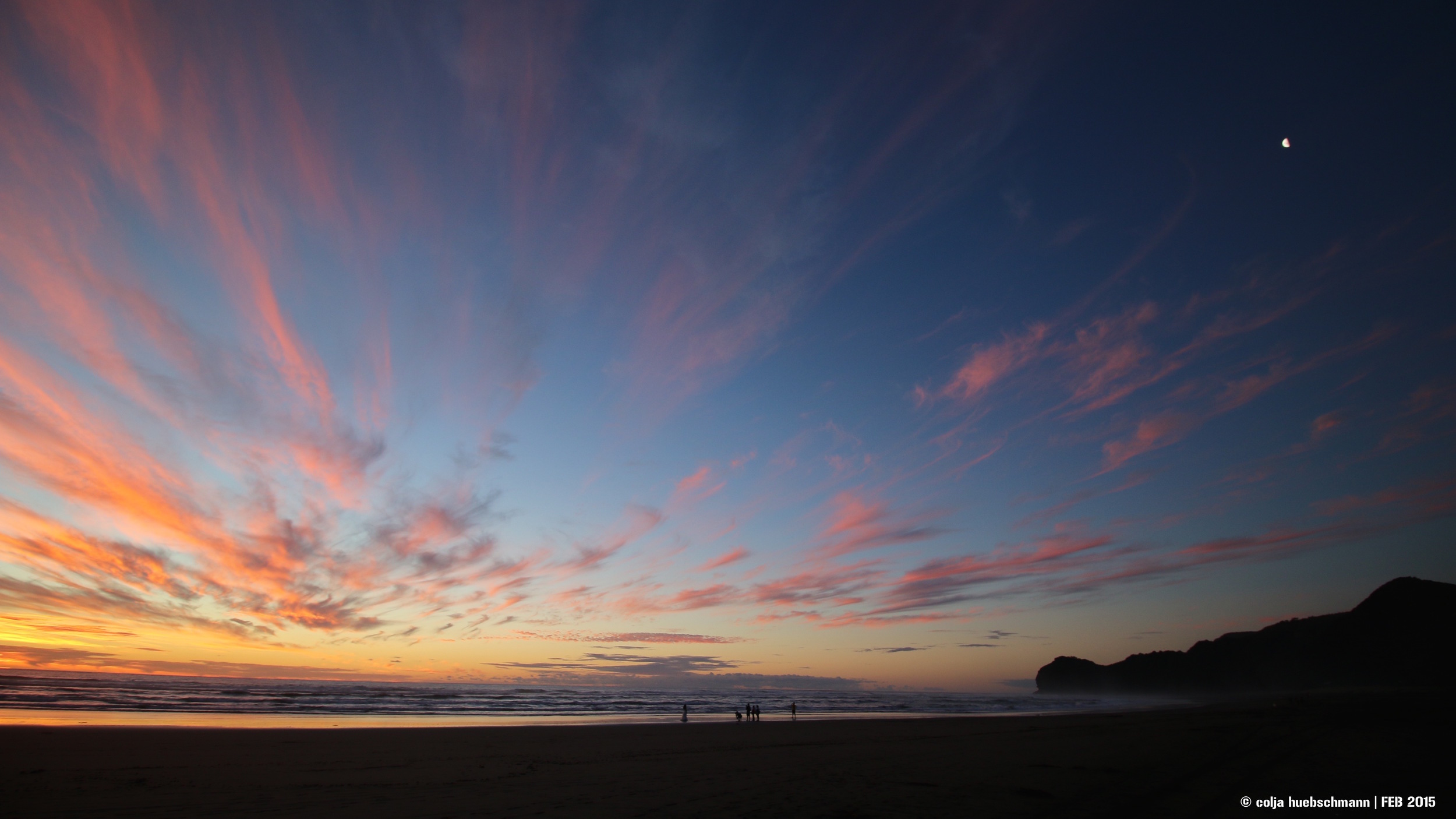 sunset, piha Beach