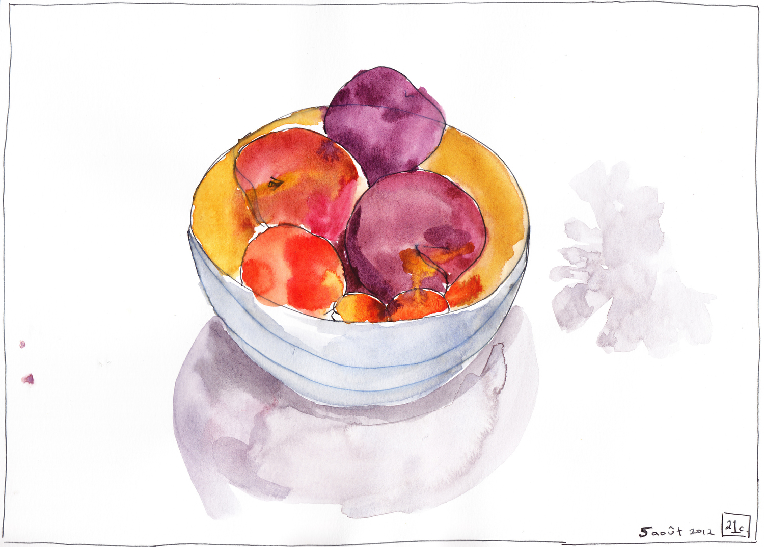 war Injection chop Watercolor fruit bowl — Jennifer Huxta
