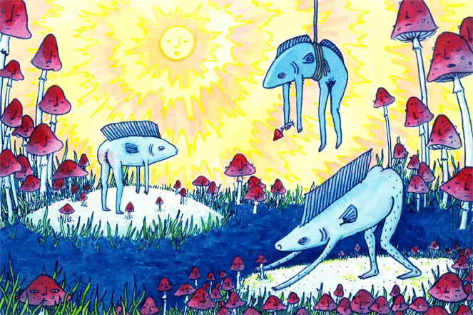 fish and friendly mushrooms