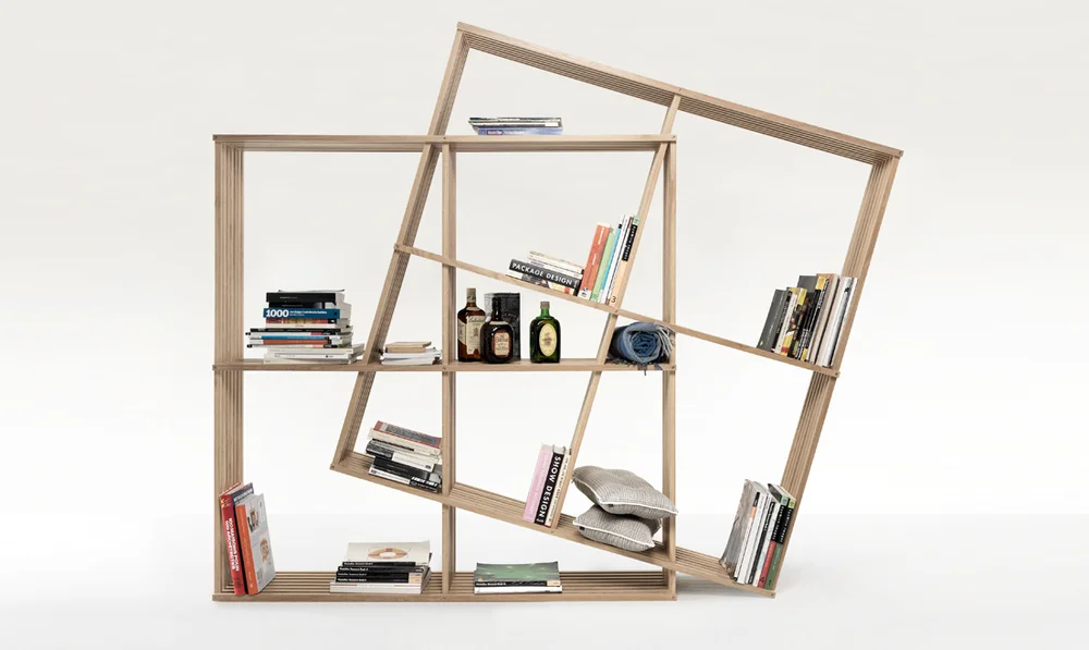 Crafted from solid oak, X2 is an expandable bookshelf which offers an almost infinite combinations of positions and will never get boring.