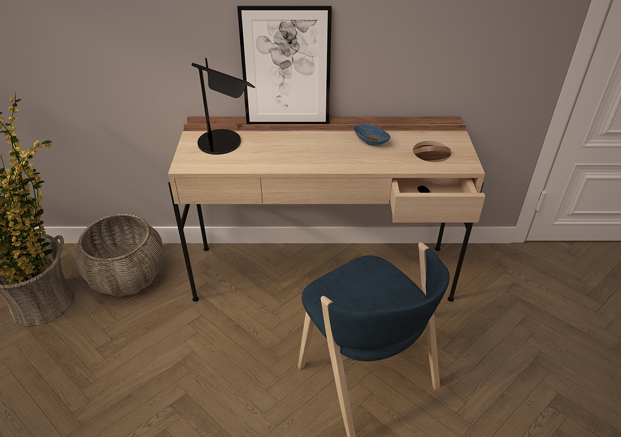 CONCIERGE is a minimalist console and also a desk or a dressing table with a pratical storage and several compartments.