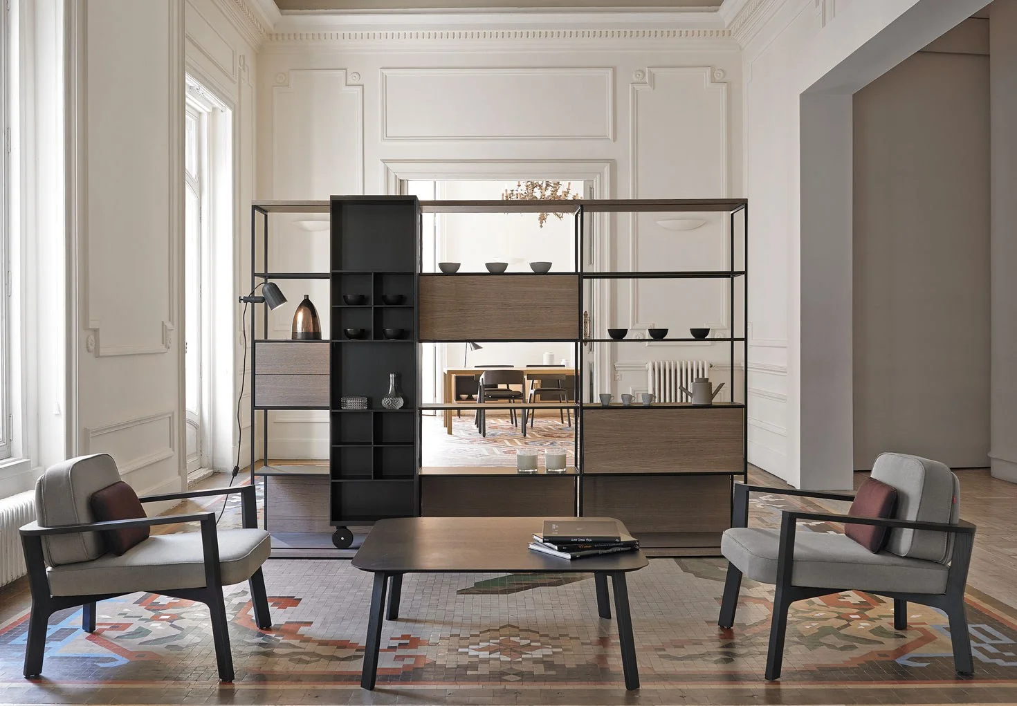 LITERATURA bookshelf from punt is perfect for both small-scale storage solutions and large compositions, against the wall or as a freestanding room partition, adding style and functionality to any space.
