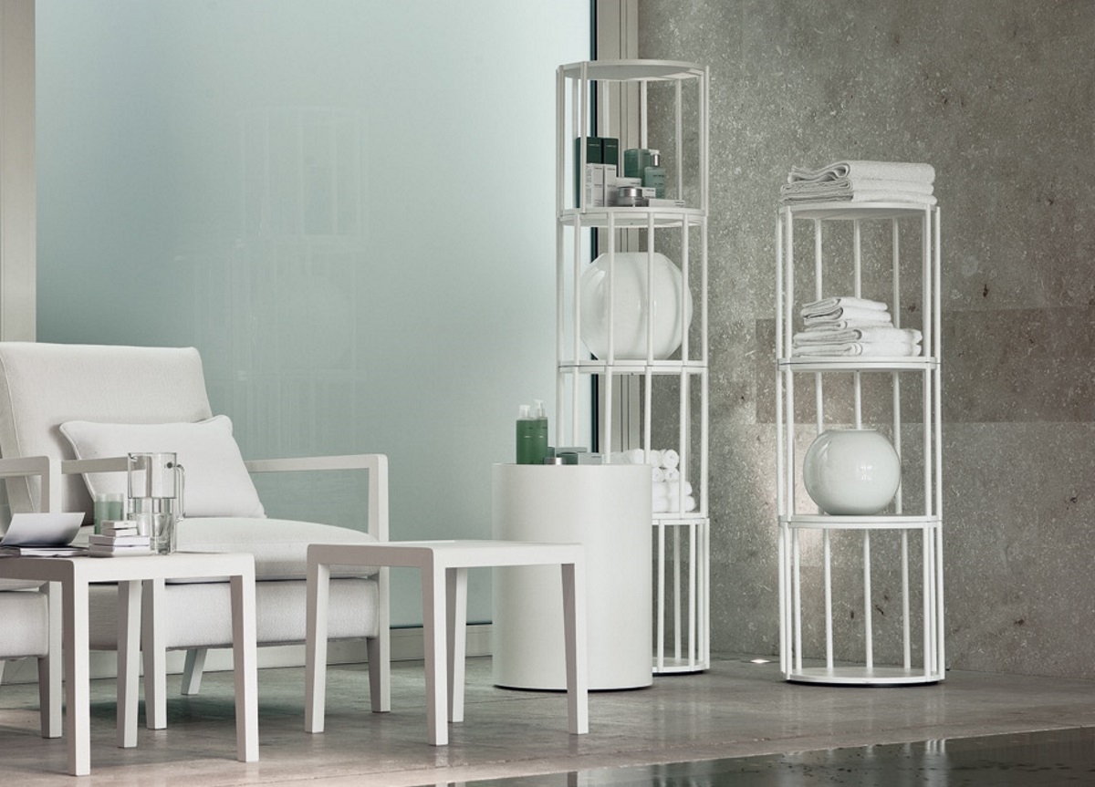 Cell bookcase from porada is a modular system as each piece can be stacked to create different height and uses.
