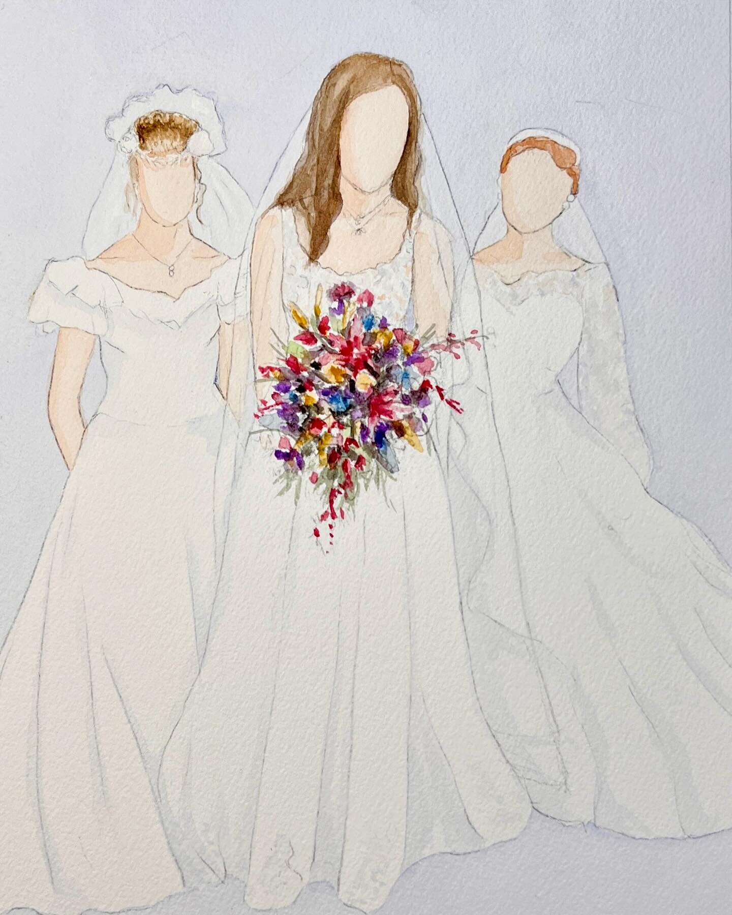 A very fun generational wedding photo for one of my long time clients. It&rsquo;s her, her mother, and her grandmother all on their wedding days 💚

I love being able to create timeless memories for my clients! 

#art #artist #paint #painter #paintin