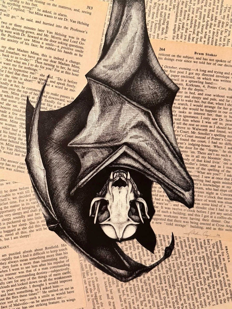 "The Night Is My Day" Dracula Book Page Limited Edition Print (3/6)