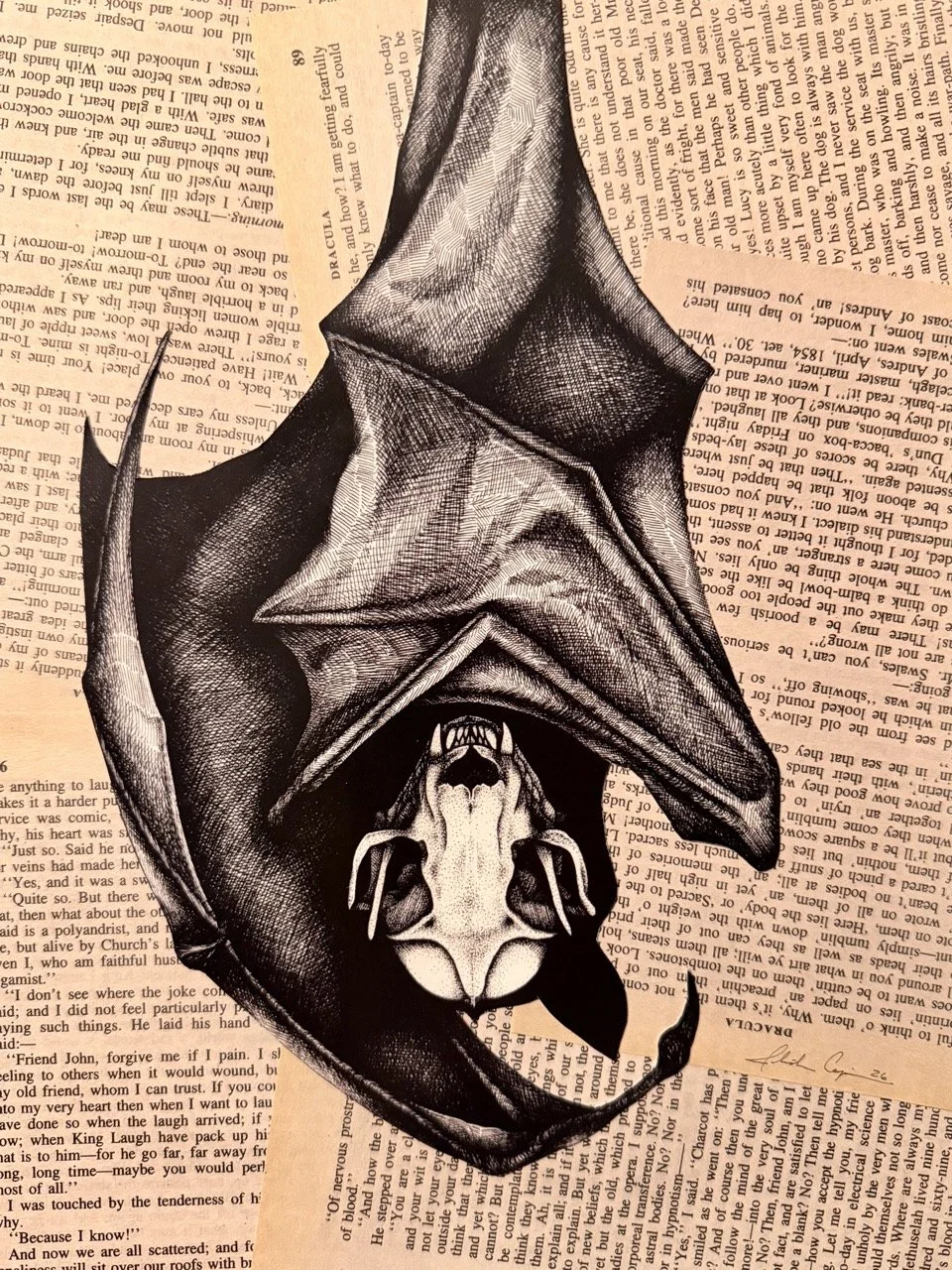 "The Night Is My Day" Dracula Book Page Limited Edition Print (1/6)