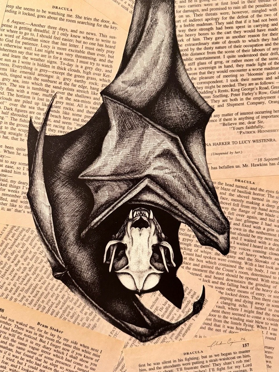 "The Night Is My Day" Dracula Book Page Limited Edition Print (4/6)