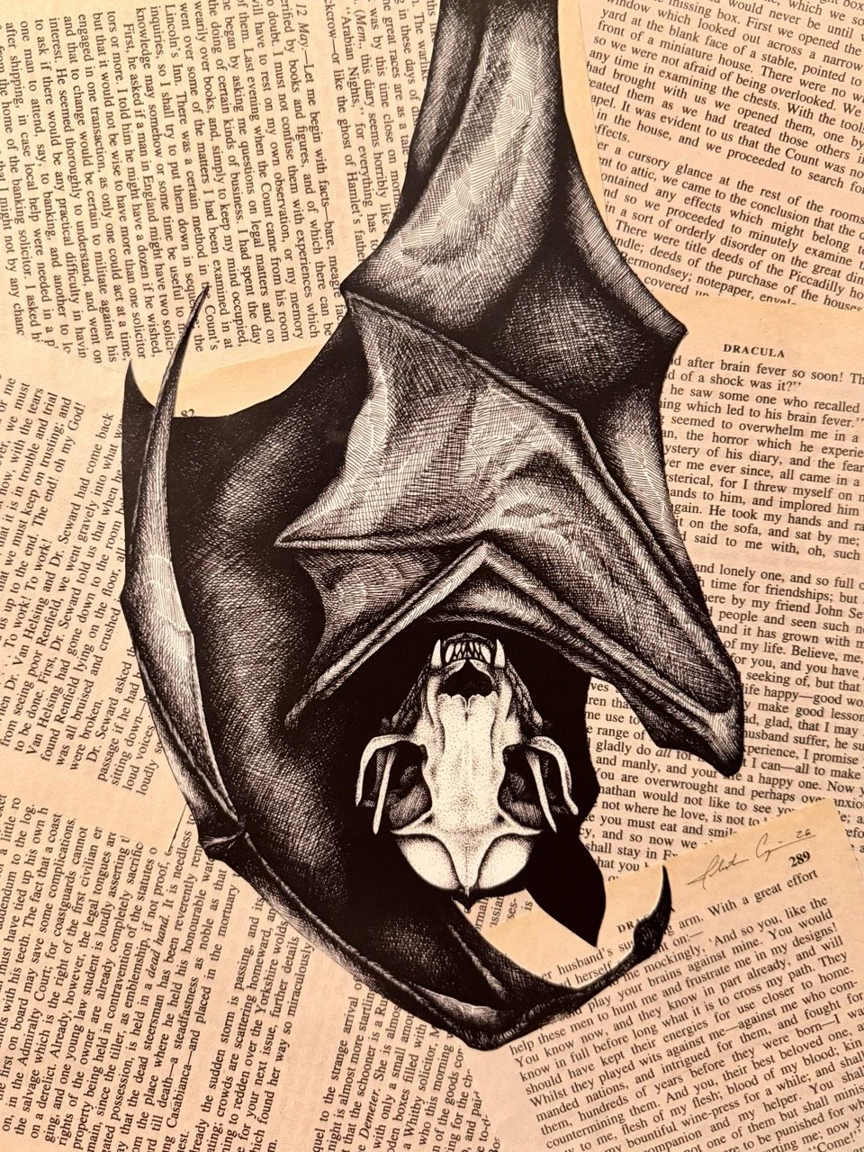 "The Night Is My Day" Dracula Book Page Limited Edition Print (5/6)