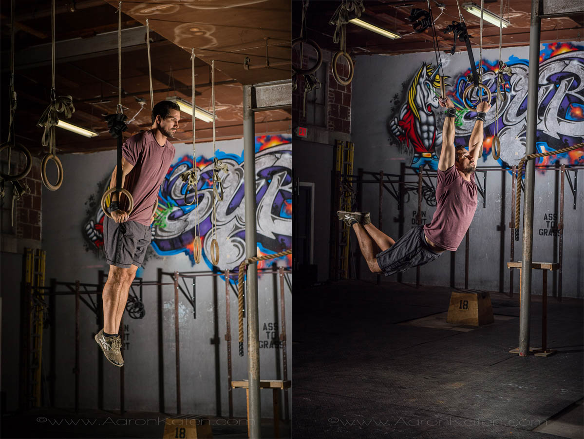Gymnastics is one of my favorite parts of CrossFit. Larry demonstrating a ring muscle-up. 