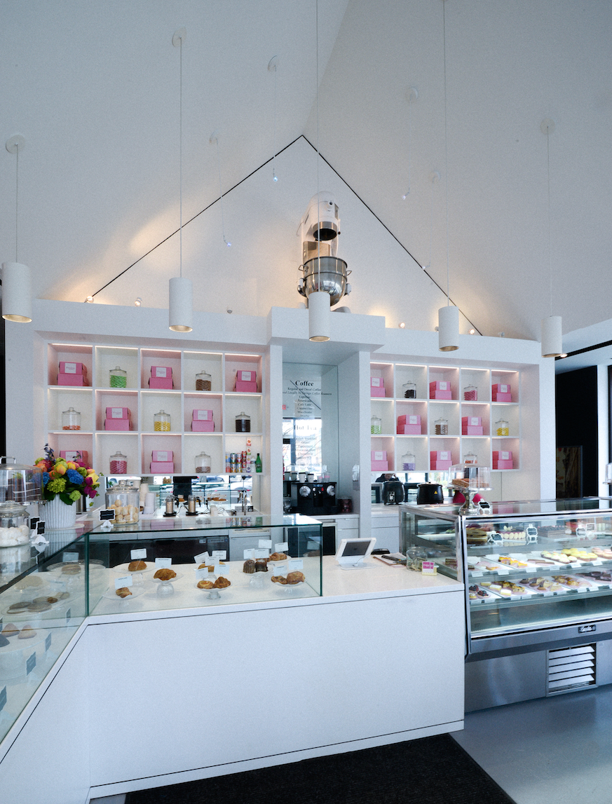 The venerable Praline Bakery of Bethesda, Maryland hired Jacobsen Architecture to design a new bakery and store in The Mosaic District in Fairfax County, Virginia. The design was a dramatic departure from the iconic Bethesda establishment and shows a new direction and expansion of smaller, more visually disciplined stores throughout the region