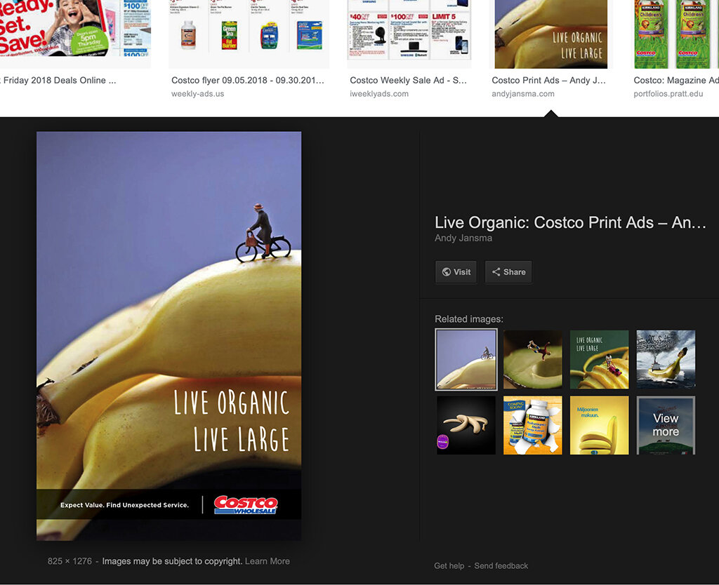 Two of my images with Mr. Jansma’s “graphic design” indexed and aggregated to Google Images. Providing potential for further infringements. Note that my name appears nowhere in connection with this appearance online, further sowing confusion about the true author of these works.