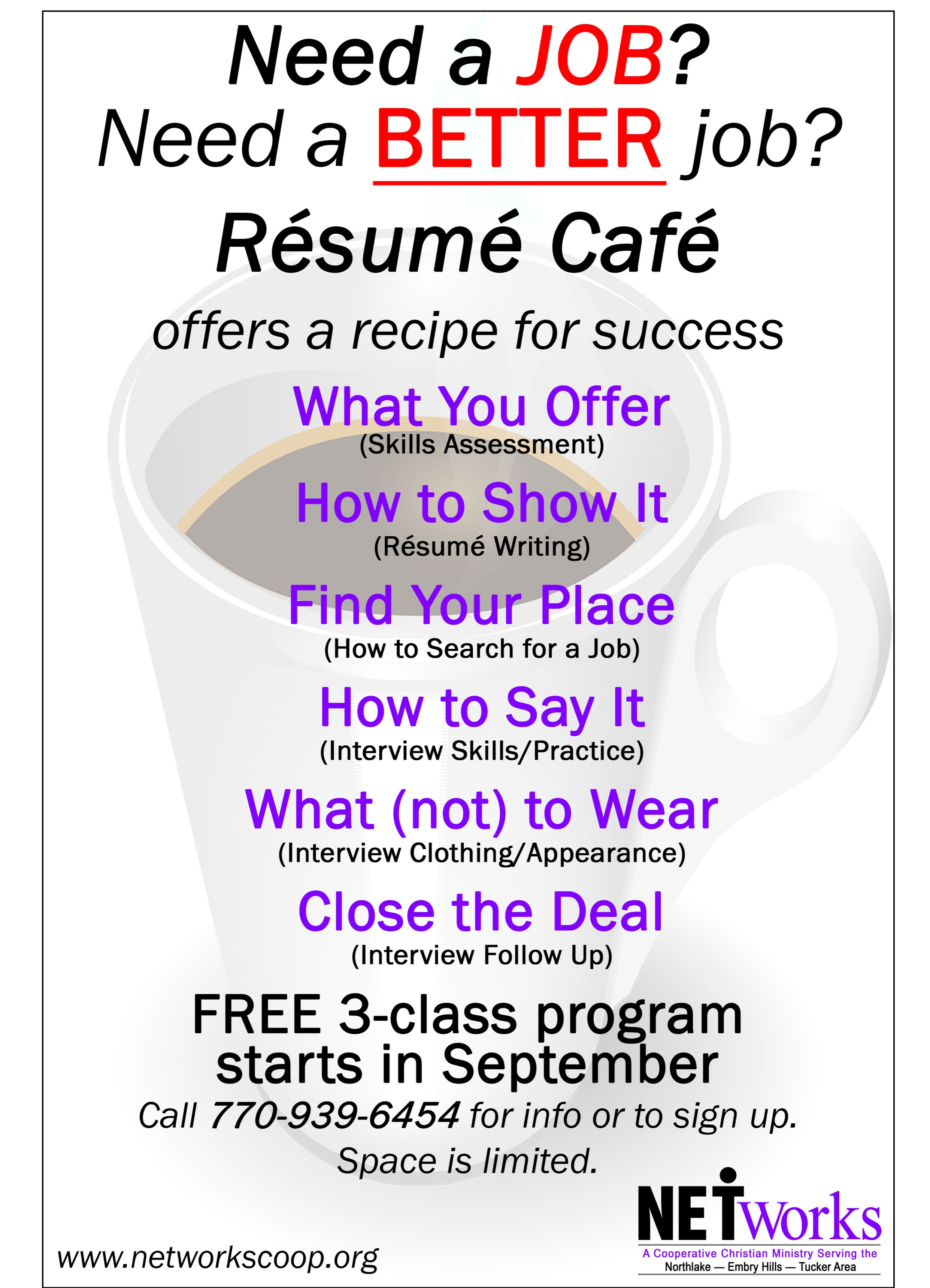 resume cafe networks cooperative ministry resume writing class
