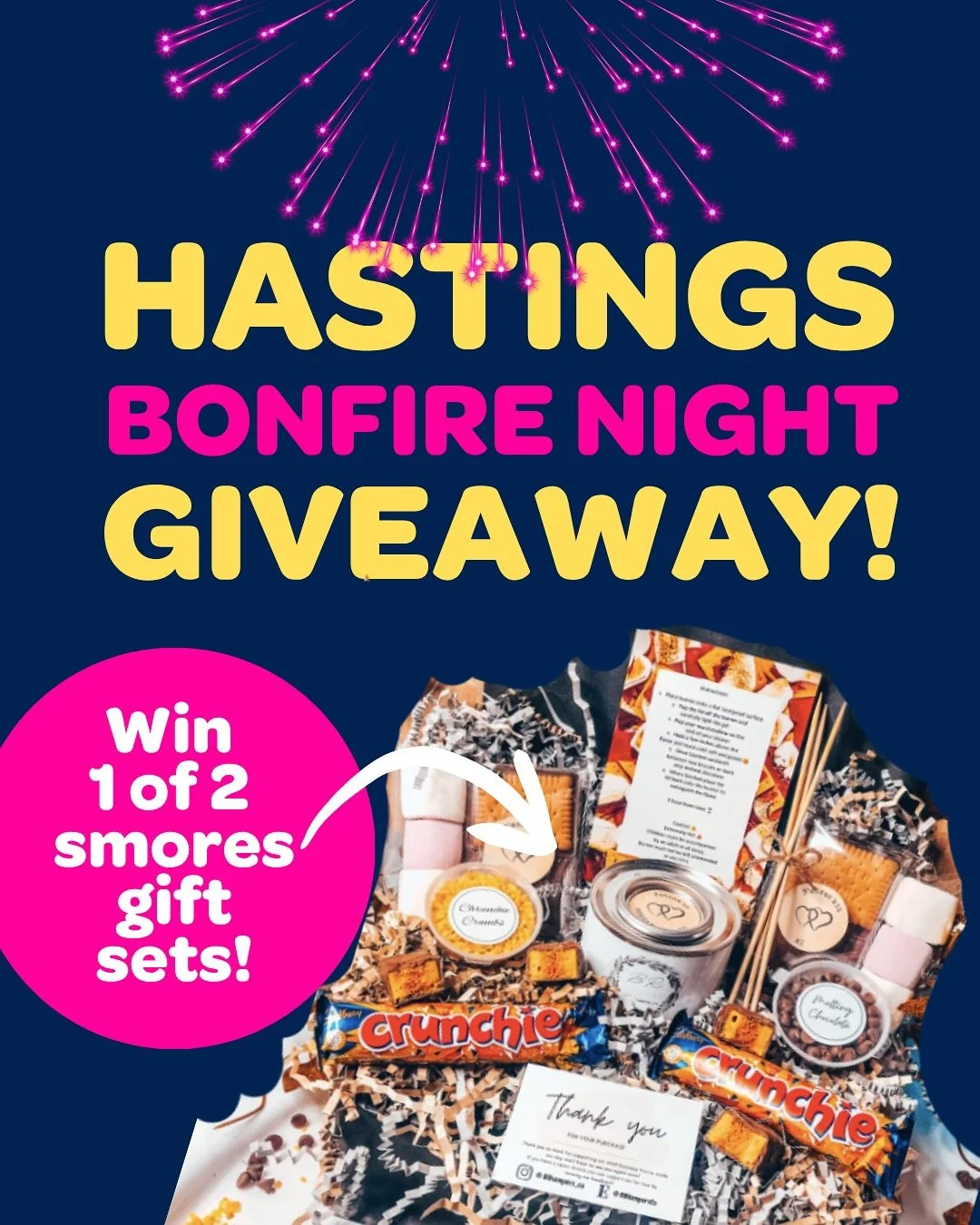 🎁 GIVEAWAY! 🎁 Here&rsquo;s a chance to WIN 1 of 2 delicious smores hampers 🎉 

🍪 Why not pop over to HTH Church, Robertson St, at the Hastings Bonfire night (18th Oct 5-7pm) for a FREE hot choc &amp; cookies too! 🍪

👉 To enter the giveaway: Tag
