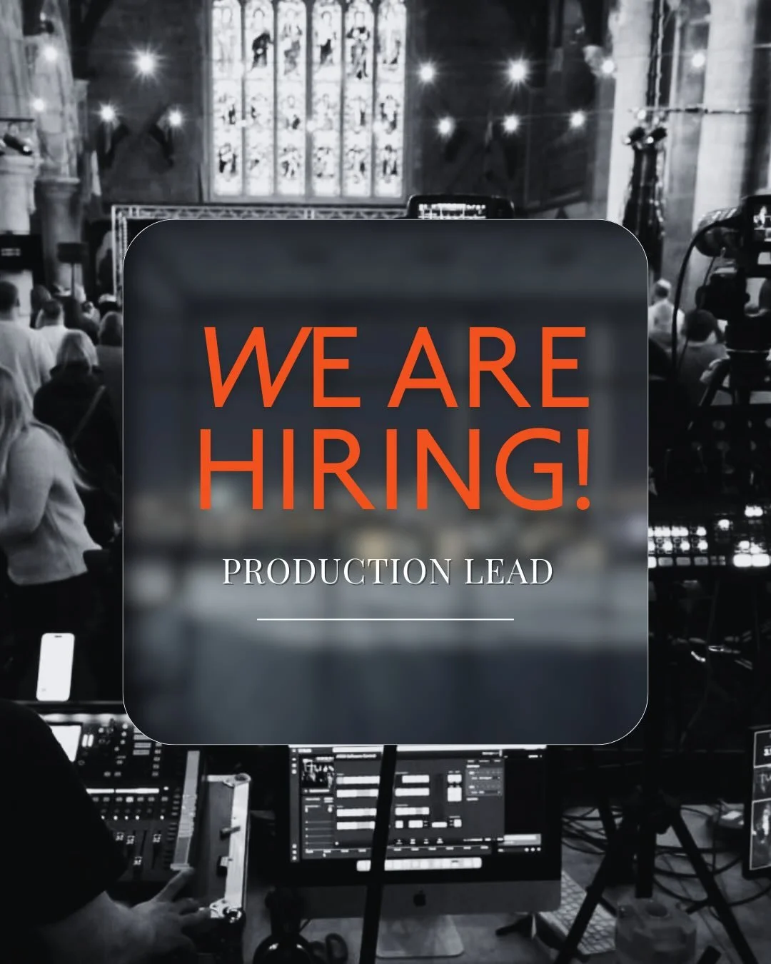 We&rsquo;re right in the middle of an exciting season as a church. 🙌
We are looking for a Production Lead to help continue bringing our services and events to life both in person and online. 
This role is all about crafting smooth meaningful  experi