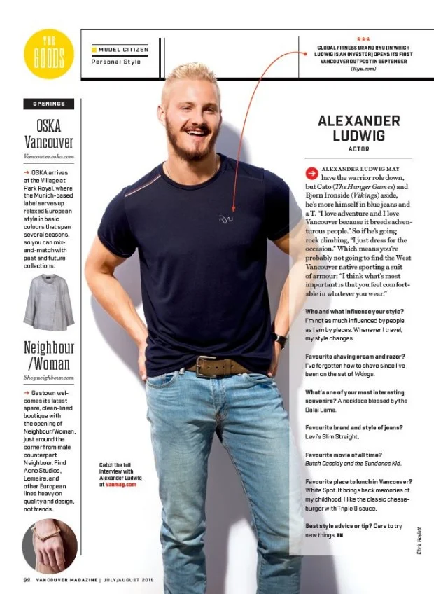 Alexander Ludwig for Vancouver Magazine