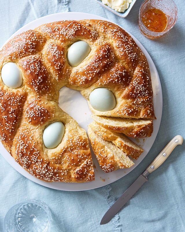 Growing up, Greek Easter Sunday was always celebrated with a giant picnic bringing together our big extended family. It seemed like every year I met a new cousin. Some things were constant though: Greek Easter bread, bright red dyed eggs, and the mos