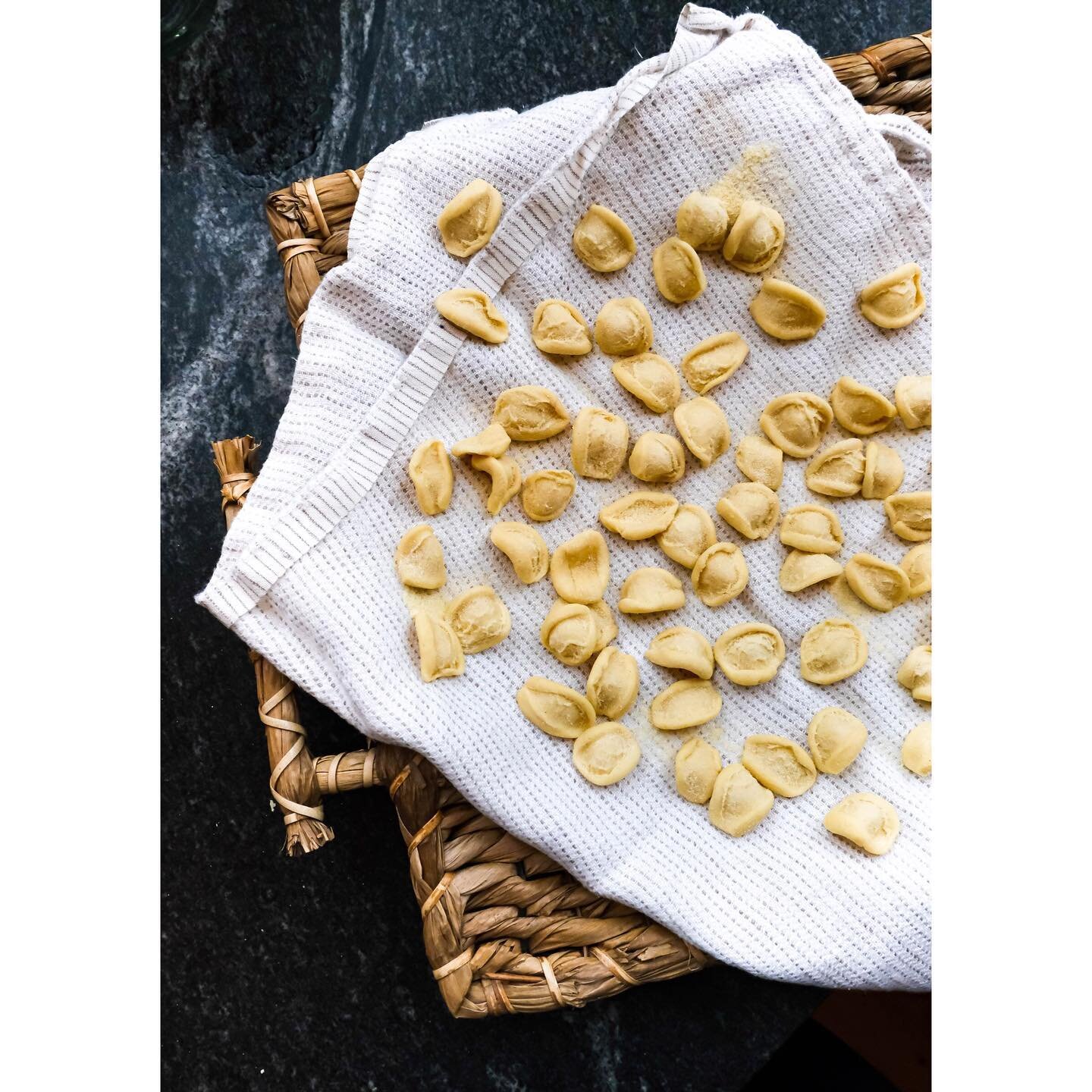 When in a kitchen with a giant butcher block island, the urge to make fresh pasta is too strong to ignore! A batch of handmade orecchiette to be served up with slow cooked bolognese. @johnboosco putting your countertops to good use over here! 
.
.
.
