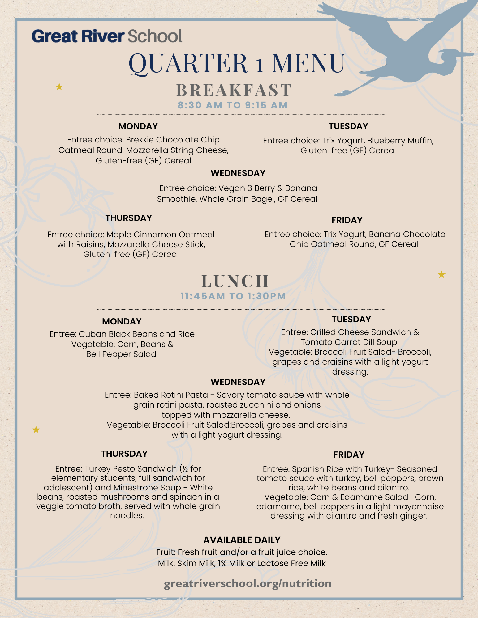School Menu Great River School