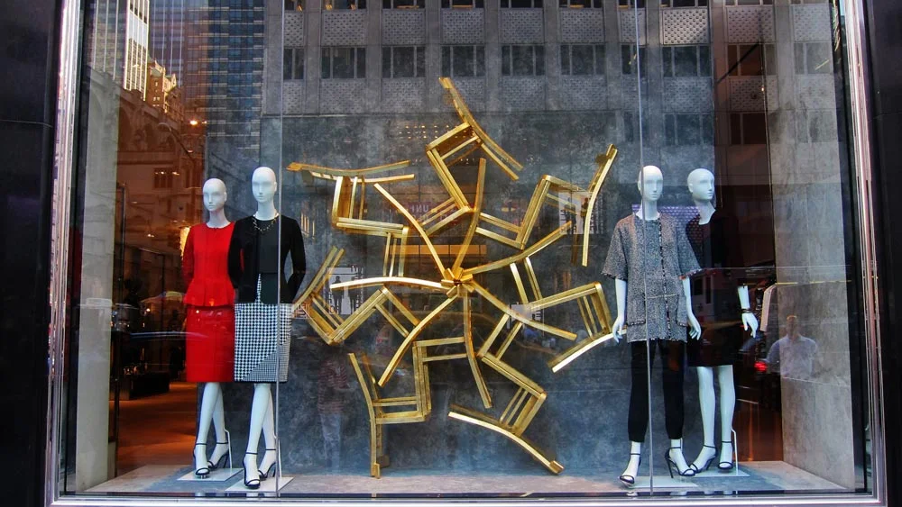 Window display fabrication for St. John in New York City. Design by Burke & Pryde. 2014.