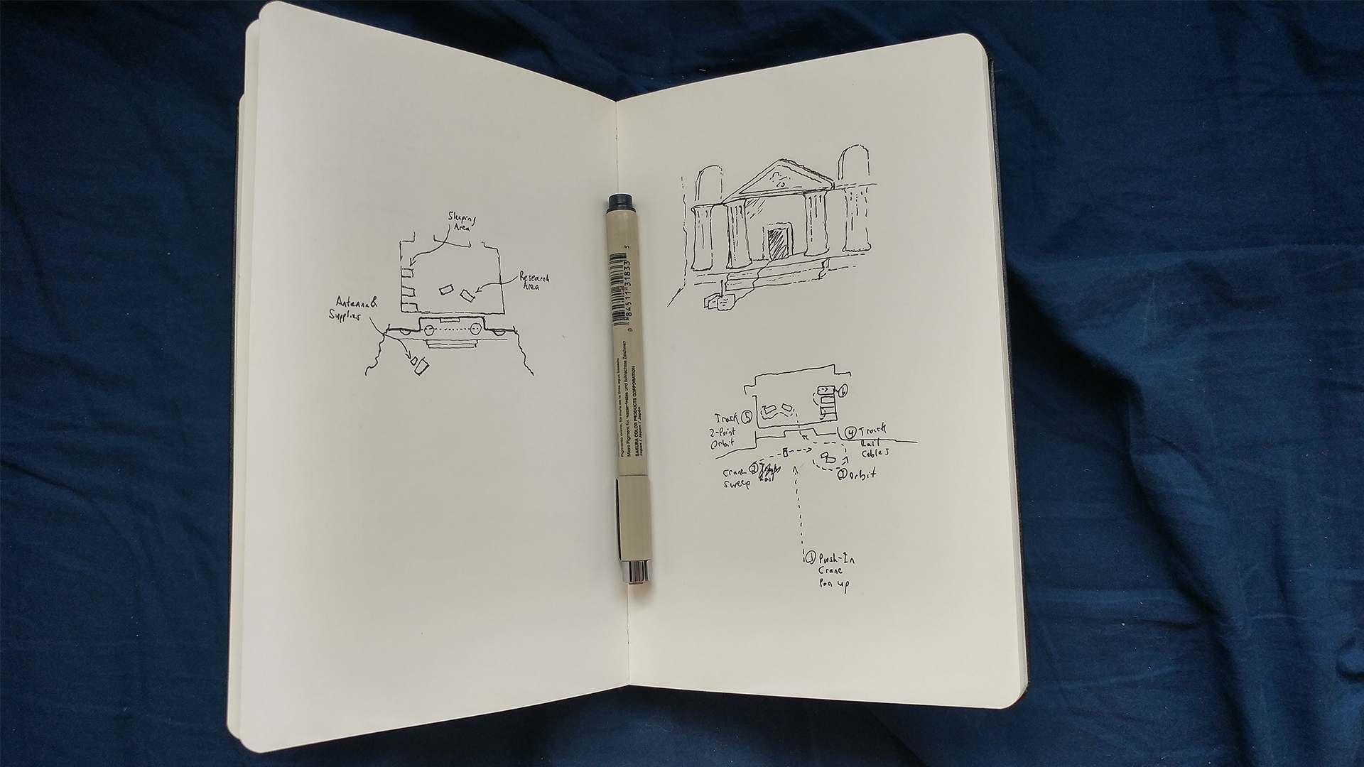 Preliminary sketch, layout and camera movements.