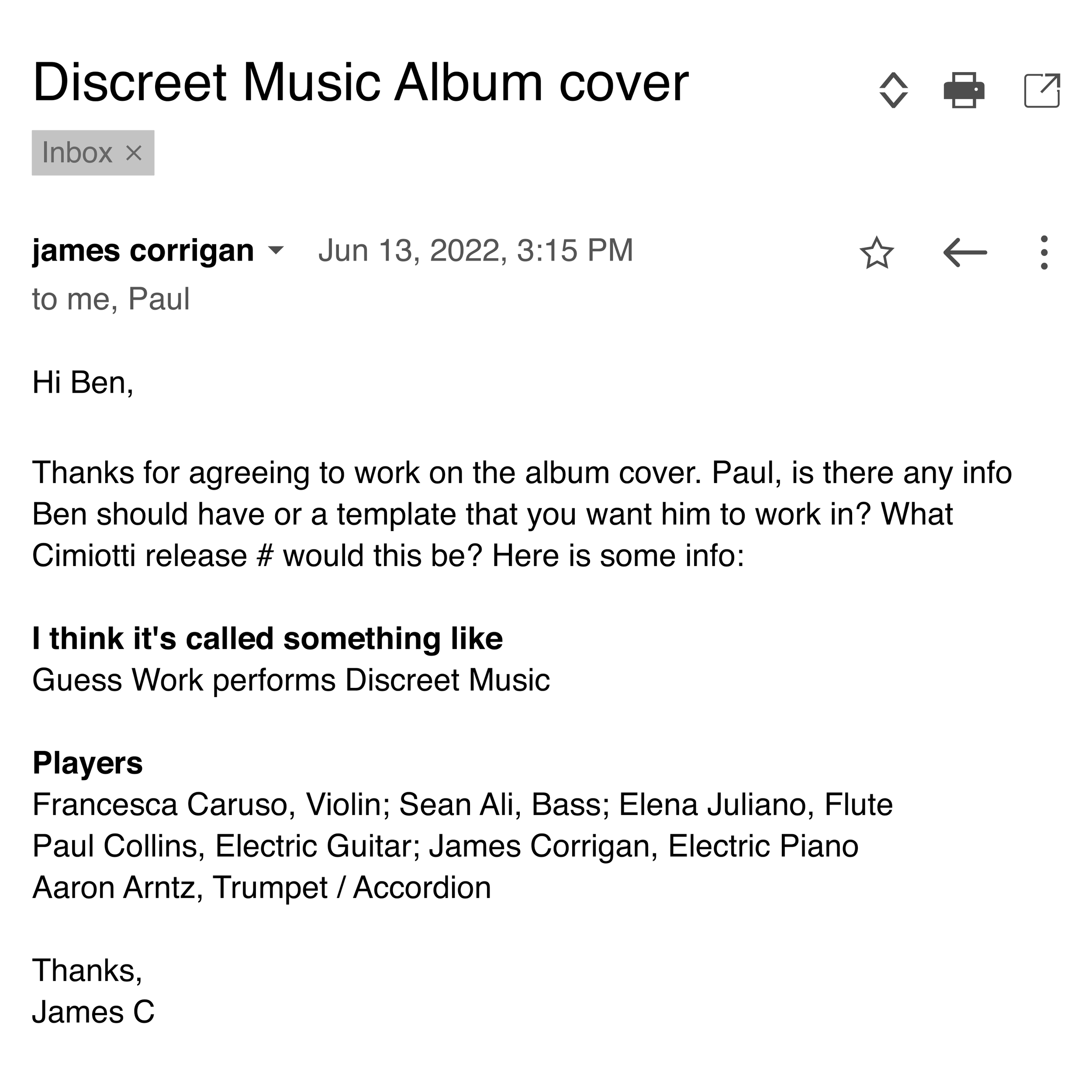 Guess Work performs Discreet Music - CIM-014