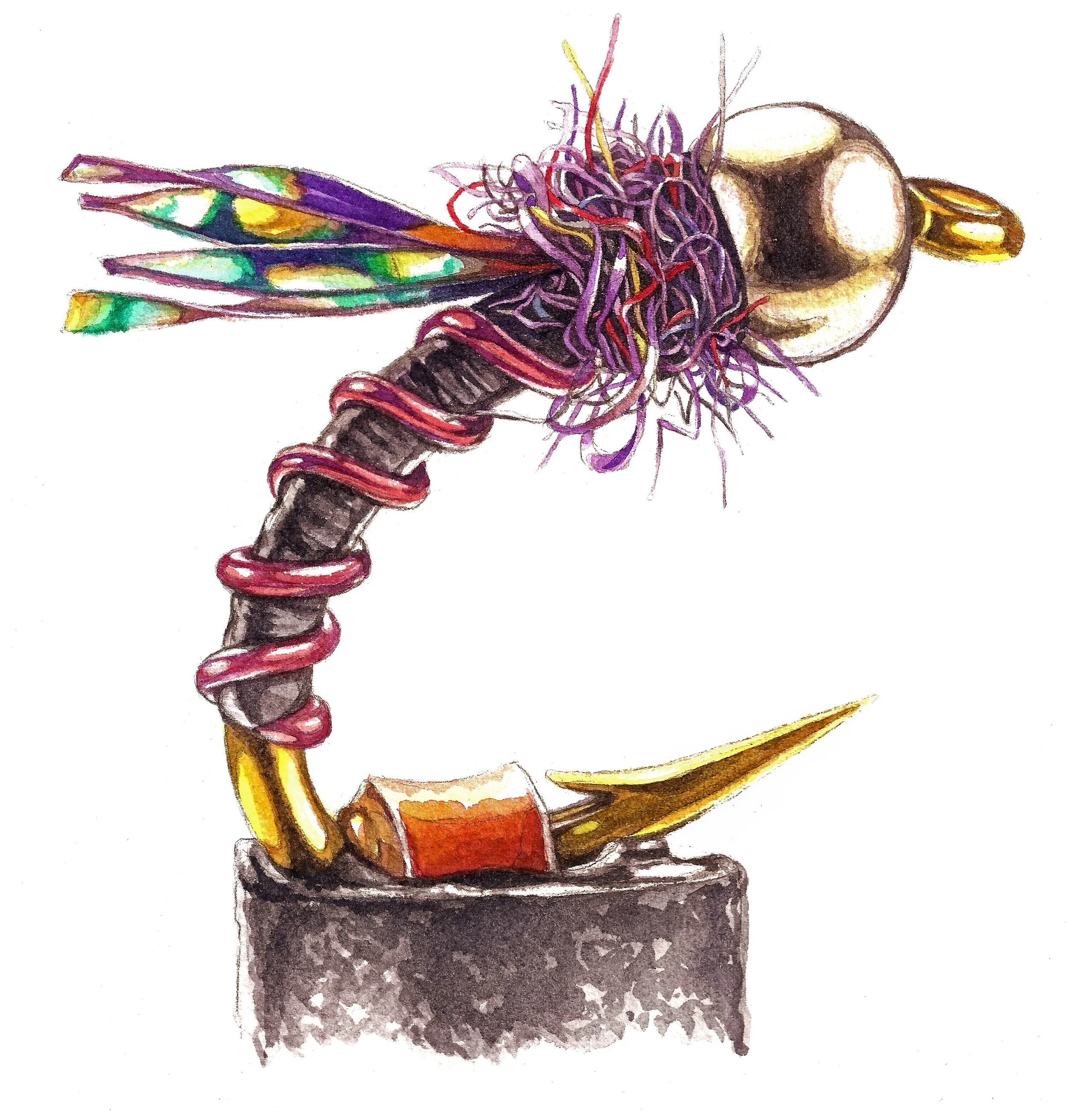 Midge Fly tied by Matt Ebbers | Watercolor and Pen