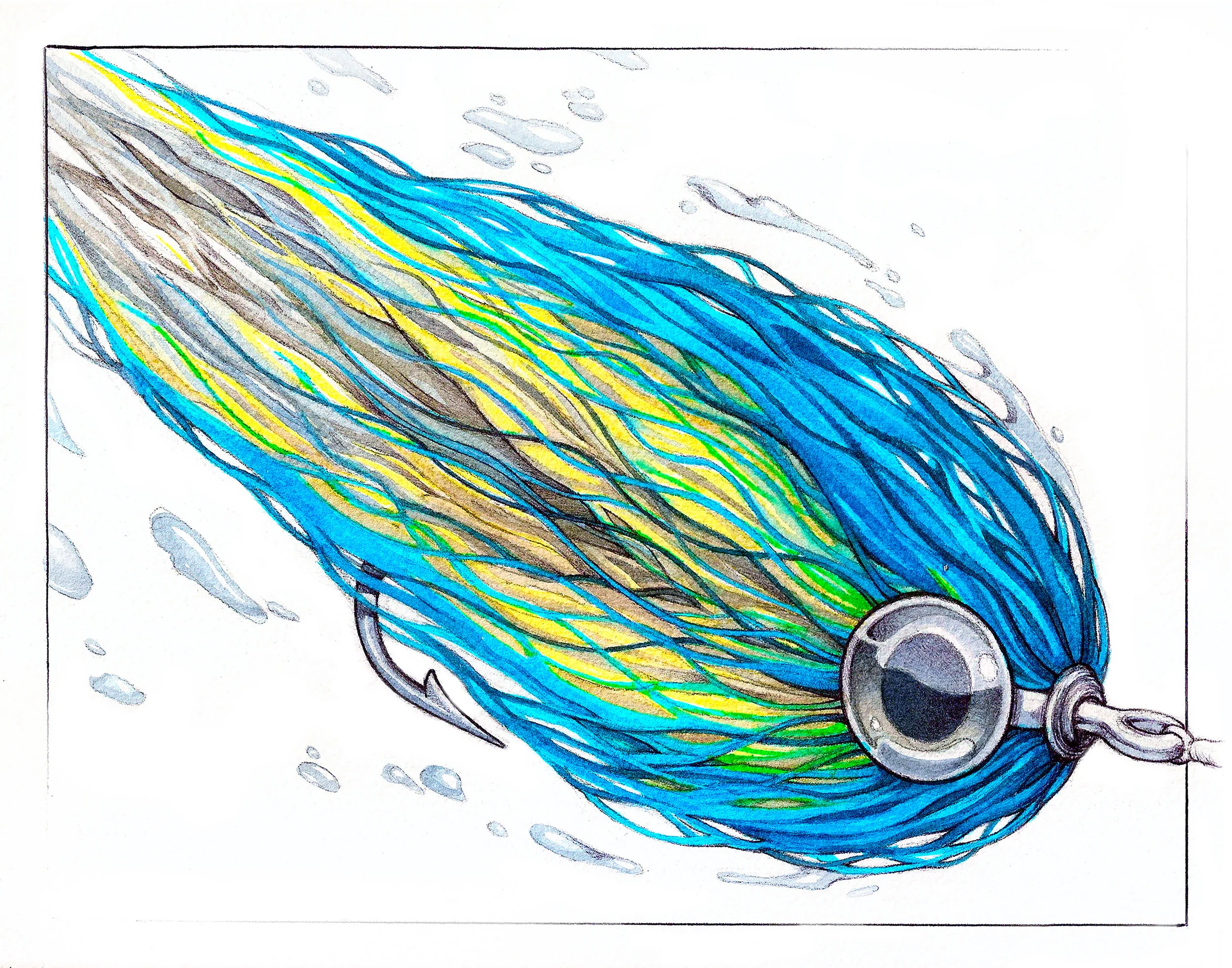 Bulkhead Streamer tied by Ben Whally | Marker, Watercolor, and Pen