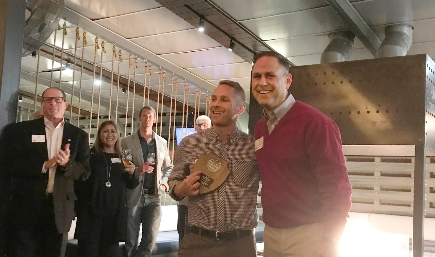 Paul DiPaolo (Left) Receives Young Member SAME award from San Diego Post President, CAPT Dan Cook, USN, CEC