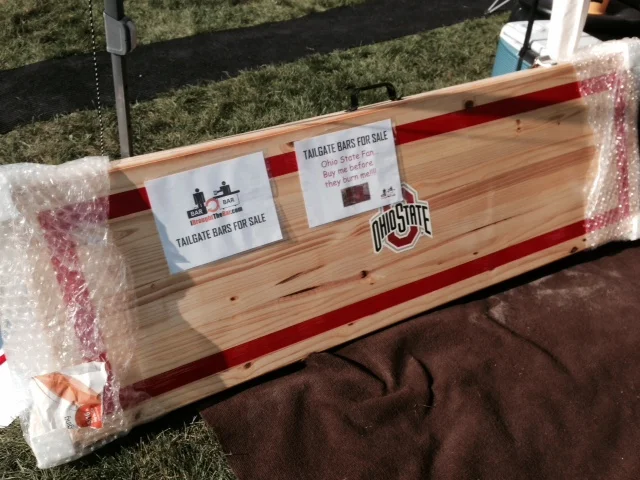 OSU Bar for sale with the comment "Buy me before they burn me". OSU fans were good sports and found it funny.. Especially the group who bought it! Thank you!