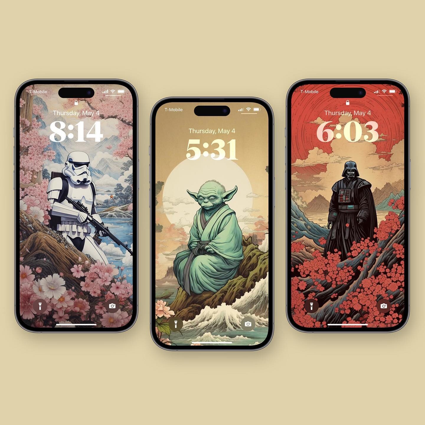 Happy #StarWarsDay everyone! To celebrate, I created 3 Star Wars inspired Japanese art-style wallpapers using #MidJourney. May the 4th be with you! 

#maythe4thbewithyou #design #art #artwork #hokusai #japanese #midjourney #aiart #iphone #phonewallpa