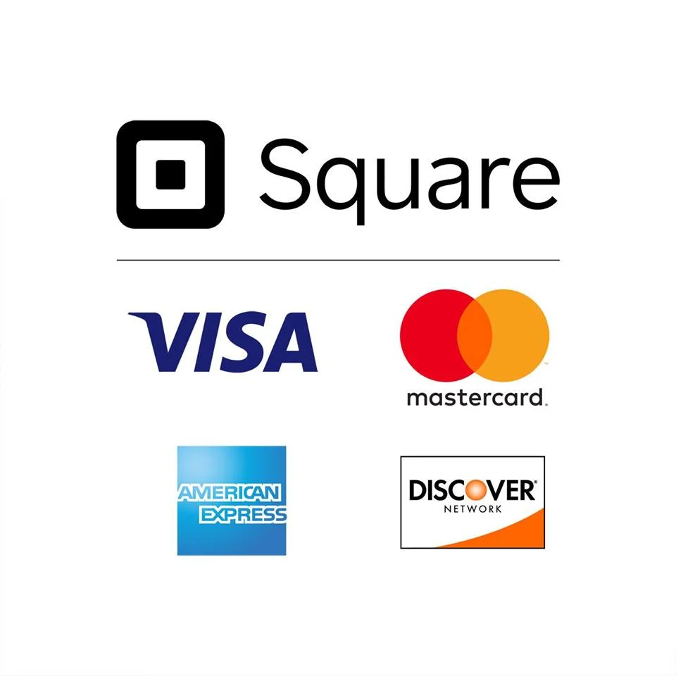 We are now accepting all major credit cards with square!