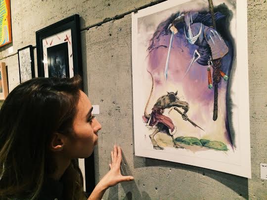 The intense battle between Master Splinter and Master Shredder. 