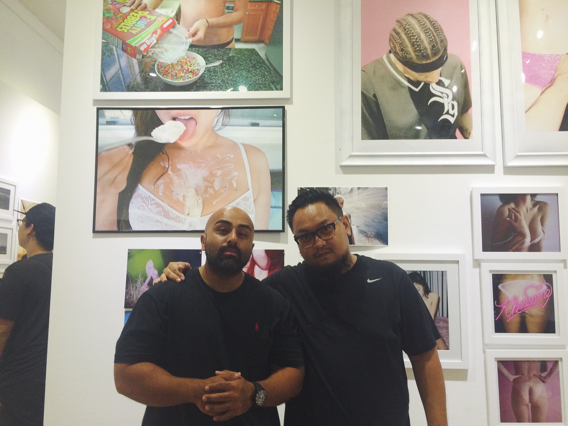 I accidentally deleted a photo of this wall, where I found two more of my pieces from the FOODPORN collection. So this photo of Big Mike and I will do. Shout out to Big Mike for making out to the show just for a few minutes, much love. 
